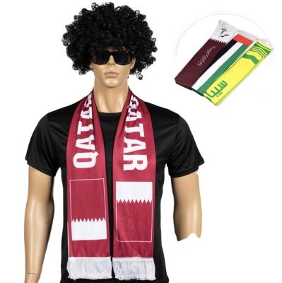 China 100% acrylic custom logo scarves polyester/knitted polyester soccer scarf/satin/fleece for 2022 world cup for sale