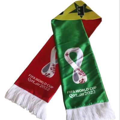 China Acrylic Custom Design Satin Material Fast Delivery Low MOQ Scarf With Tassel Football Fans Scarf for sale