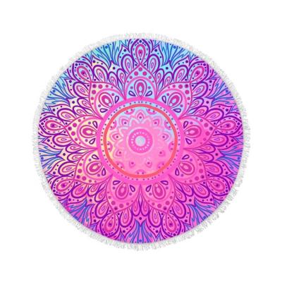 China Wholesale Safe For Kids Custom Design Printed Mandala Printable Round Microfiber Beach Towel Set for sale