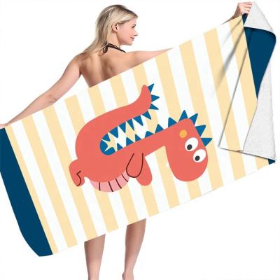 China 2021 Hot Selling Child Safe Free Custom Pattern Amazon XL Comfy Cute Cartoon Kids Beach Towel For Summer for sale