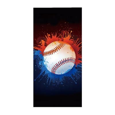 China Amazon China Child Safe Hot Selling Supplier Custom Printed Beige Microfiber Beach Towel Can Be Customized Pattern Of Baseball for sale