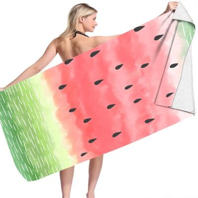 China High Quality Free Custom Sand Beach Watermelon Hemp Summer Free Sample Heavy Duty Beach Towel Child Safe Towel For Kids for sale