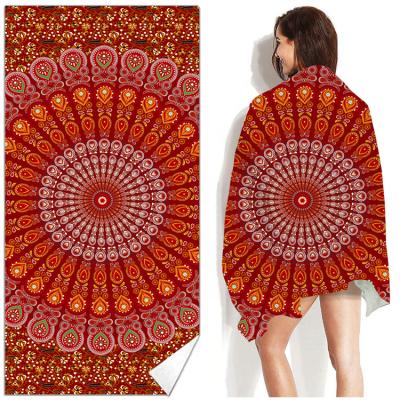 China High Quality Moroccan Gold Mandala Rectangle Beach Towel Best Price Fringe Beach Towels Safe For Kids for sale