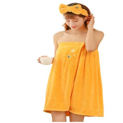 China Women One Piece Child Safe Terry Beach Bath Towel Dress Coral Fleece Bath Skirt Microfiber for sale