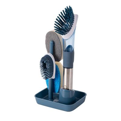 China High Quality Household Stocked Kitchen Combined Soft Cleaning Brush With Holder Set for sale