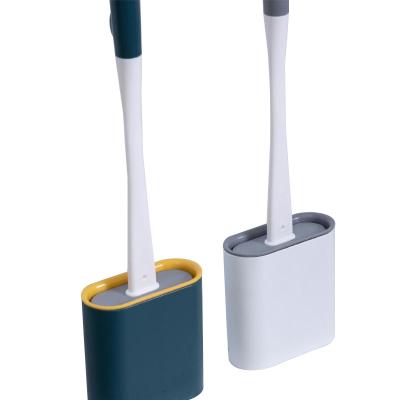 China Durable Plastic Stocked Eco Friendly Cleaner Small Silicone Toilet Brush Holder Set for sale