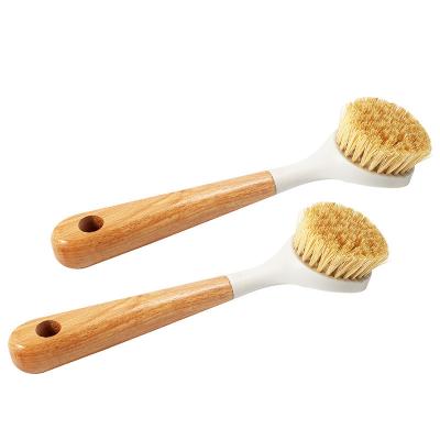 China Durable Wooden Stocked Cleaning Brushes Small Square Head Pot Brush Holder Set for sale