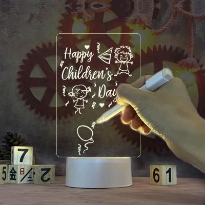 China Small Creative Erasable Clipboard Home Office Desk Tricks Note Night Lamp Bedside Lamp Traditional Acrylic Message Table for sale