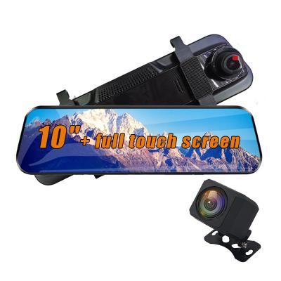 China PARK MODE Car Daul Lens Front And Rear Dvr 1080P Camera VCR 10 Inch Touch Rearview Mirror Dash Cam for sale