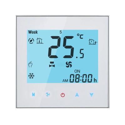 China 24 Volt Air Conditioning Wifi Room AC Thermostat Fan Coil Temperature Controller Modern Smart Voice Controls for sale