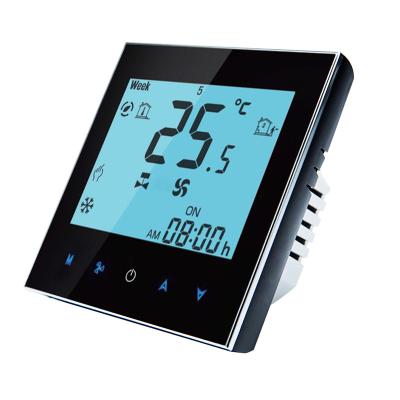 China HVAC 24V/220V Modern Indoor Digital Touch Screen Thermostat Smart Wall Switch Temperature Controller For Fan Coil System for sale