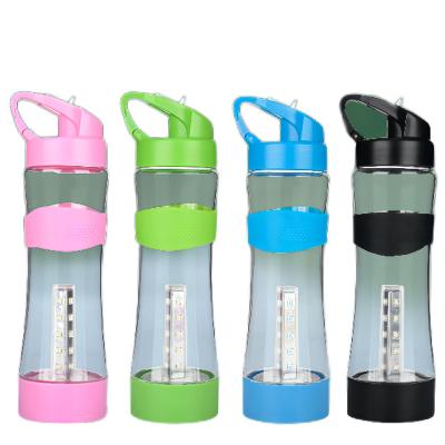 China Camping Running USB Cup Waterproof Rechargeable Camping Lighting Multifunctional Luminous Water Bottle for sale