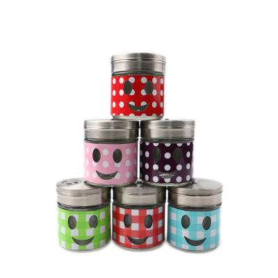 China Small Viable Stainless Steel Spice Container Salt And Pepper Shaker Glass Spice Jar for sale