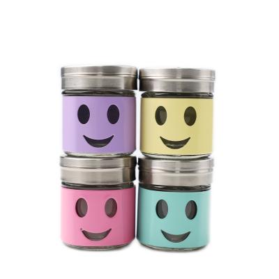 China Small Viable Stainless Steel Spice Container Salt And Pepper Shaker Glass Spice Jar for sale