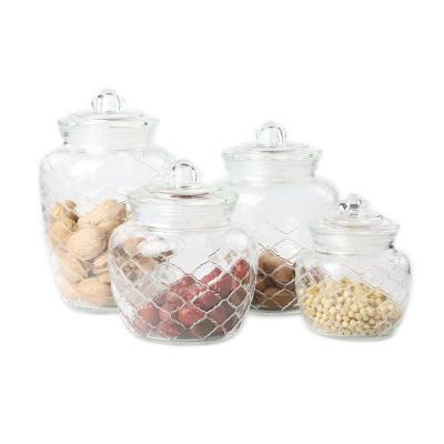 China Sustainable Air Tight Food Storage Glass Jar With Glass Lid for sale