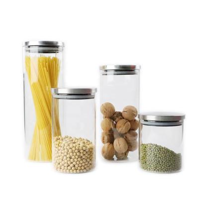 China Sustainable Bamboo Cover High Borosilicate Glass Candy Jar / Glass Storage Jar for sale