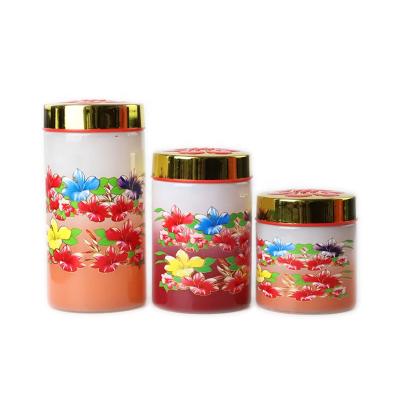 China Sustainable Applique Designed Glass Food Storage Tub for sale