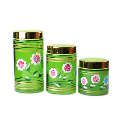 China Viable hand painted glass candy jar for sale