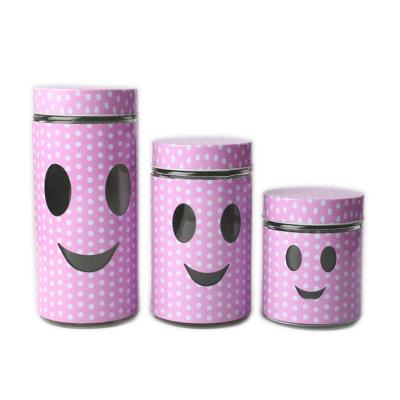 China 3pcs Stainless Steel Sustainable Glass Food Container With Smile And Square Shape for sale