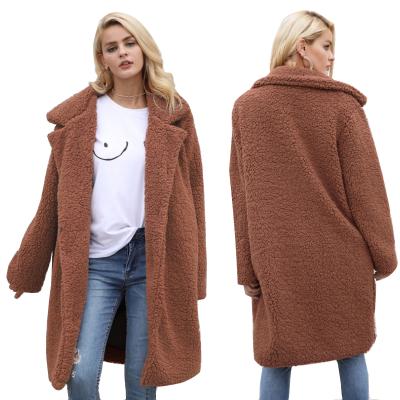 China Mid Length Sherpa Jacket Fashion Woolen Warm Viable Coat Winter Mid Length Winter Coat For Women Faux Sheep Fur Wool for sale