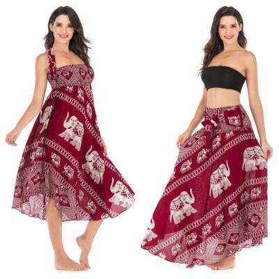 China Wholesale Casual Holiday Two-Wear Bust Beach Skirt Large Elephant Printing Dry Cleaning Skirt Belly Dance for sale