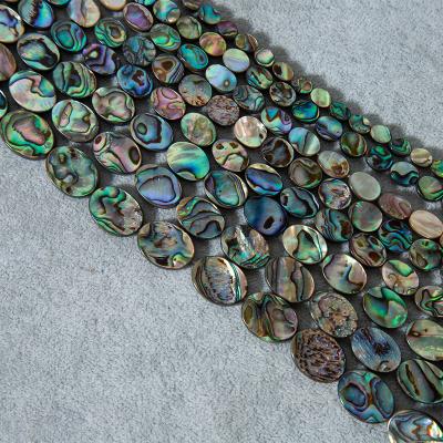 China New Handmade Custom Size Natural Oval Abalone Shell Beads DIY Jewelry Making Accessories Earring Chain Accessories for sale