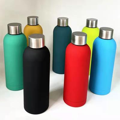 China 2022 Amazon Success 350ml 500ml 750ml 1000ml Double Wall PORTABLE Thermos Matte Black Luxury Rubber Water Bottle Amazon Stainless Steel for sale