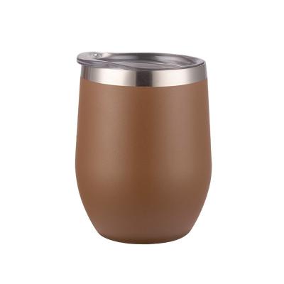 China Sale Tumbler Double Wall Insulated Coffee Mug Stainless Steel Viable Hot Egg Shaped Wine Mug 360ml With Handle for sale