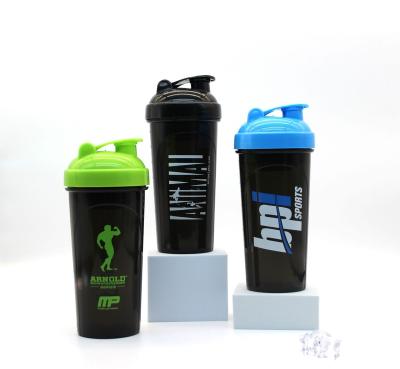 China Viable Wholesale Logo Workout Sports Gym Black Custom Made Plastic Protein Shaker Bottle Bpa Free Free Sample for sale