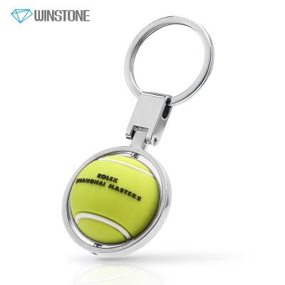 China Custom Metal Rotating Tennis Ball 3D Rubber Key Chain Metal Key Chains for sale