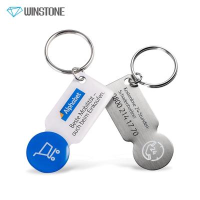 China Metal Printing Shopping Trolley Coin Key Chain International Custom Token Key Chain For Supermarket for sale