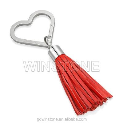 China Modern leather tassels with heart shape metal key ring for sale