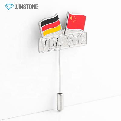 China International Custom Metal Die Hard Struck Enamel National Flag Double Needle Pin For Ceremony for sale