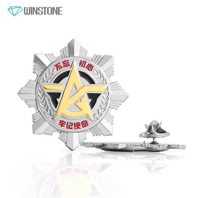 China Custom International Die Cast Star Lapel Pins With Gold & Silver Tone Finishing for sale