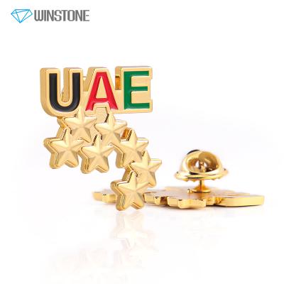 China UAE International Custom Gold Die Cast Metal Enamel Lapel Pins With 7 Stars for sale