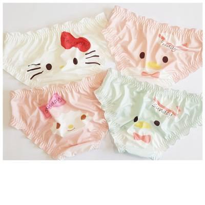 China XXF-6 breathable wholesale japanese cartoon print stocking waisted girl's bread traceless underwear for sale