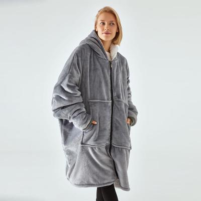 China Oversized Fleece Fleece Fleece Sweatshirt China Textile Oversized Covering Hoodie Giant Wearable Sherpa Home Wearable Hooded Zipper for sale