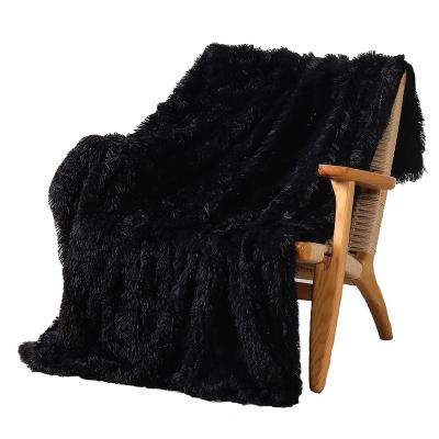 China Factory New PORTABLE Style Cheap Knitting Faux FurTassel Soft Snuggly Decorated Big Thicken Blanket for sale