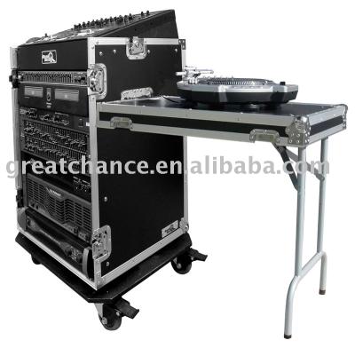 China Other size quality flight case-11U aluminum SLOPE RACK, 16U VERTICAL RACK, WITH CASTERS AND TABLE (XY-637) for sale