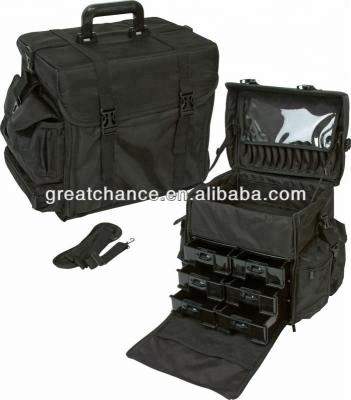 China Fashion Soft Pro Sided Carry On Cosmetic Case With Trays for sale