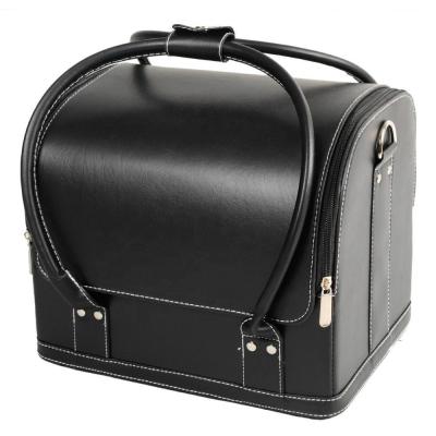 China Fashoion Faux Leather Large Beauty Makeup Vanity Case Bag Cosmetic Nail Art Box for sale