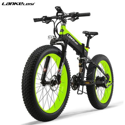 China LANKELEISI T750PLUS 1000w 26 inch alloy electric bicycle 48v 14.5ah lithium battery aluminum ebike folding fat tire electric bike for sale