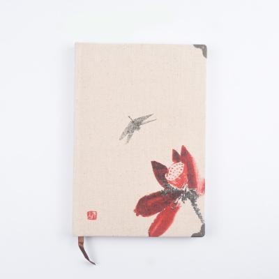 China Paper Enrollment Notebooks Beautiful Promotion Logo Custom Printing Journal Linen Hardcover Book Cloth Notebook for sale