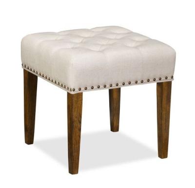 China Home Furniture Upholstered Nailhead Tufted Leather Ottoman Stool 48*48*48 cm for sale