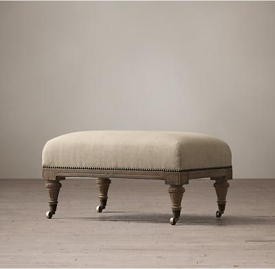 China Upholstered Chesterfield Small Ottomans And Footstools / Fabric Cocktail Ottoman for sale