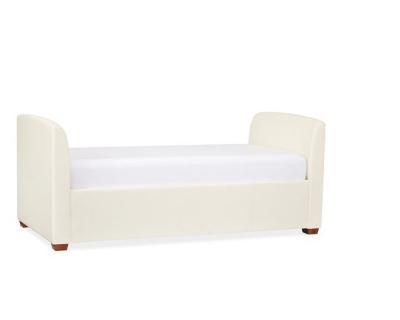 China Beklede Bed van het Slipcovered het Enige Eiken Hout/witte Stof Beklede Daybed Te koop