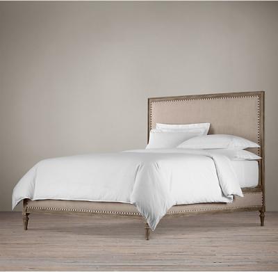 China Country Style Vintage tufted upholstered platform bed / double fabric beds for sale