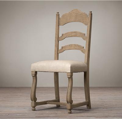 China Vintage French Style Wooden Ladder Back Side Leather Dining Chair 46 * 51 * 103cm for sale