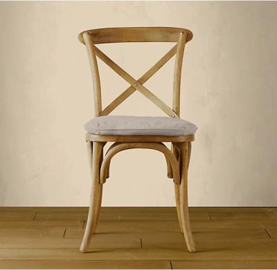 China Antique Wooden Cross Back Metal Wood Dining Chairs , Leisure Canteen Madeleine Side Chair for sale