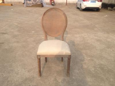 China French Classical Style Antique Oak Wooden Round Cane Back Fabric Seats Dining Chairs zu verkaufen